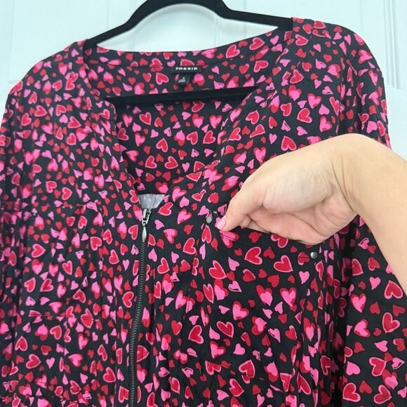 Torrid Heart Print Stretch Challis Zip Front Dress 3X - Picture 9 of 12